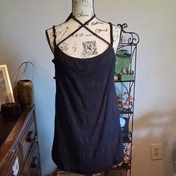 FREE PEOPLE Black Women's Strappy Halter Mini Dress Size Large - Picture 1 of 10